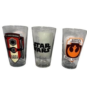 Star Wars Set of 3 Pint Glasses First Order Rebel‎ Forces Boba Fett Kylo Ren